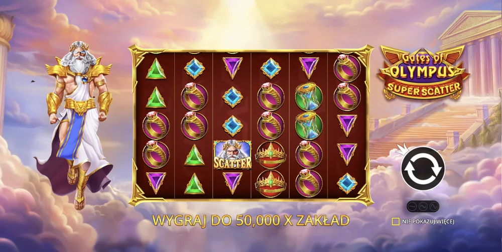 Gates of Olympus Super Scatter - zrzut ekranu z gry